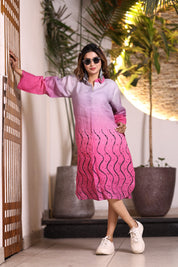 Blush Rush Ombre Shirt Dress