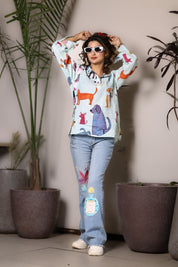 Aqua Pup Printed Shirt
