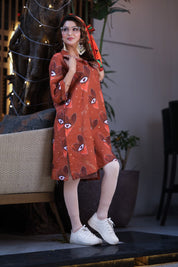 Heart Popper Brown Mini Dress