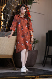 Heart Popper Brown Mini Dress